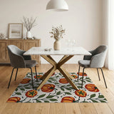 Whimsical Orange Pumpkin Vine Area Rug