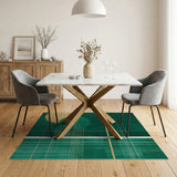Emerald Green Gold Geometric Grid Area Rug