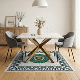 Green Emerald Mandala Persian Area Rug