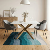 Gradient Ocean Wave Blue Teal Area Rug