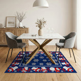 Multi-color and Patterns Festive Snowmen Snowflakes Area Rug