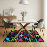 Neon Kids Doodle Stars Hearts Area Rug