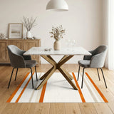 Orange Striped Geometric Area Rug