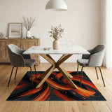 Fiery Orange Swirl Abstract Area Rug