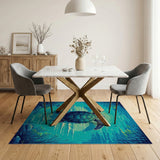 Majestic Sea Turtle Teal Area Rug