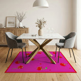 Playful Cherry Fruit Pattern Pink Area Rug