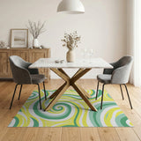 Vibrant Swirl Abstract Area Rug in Green Yellow
