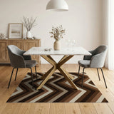 Earthy Chevron Brown Tan Zigzag Area Rug