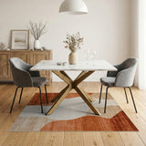 Curvy Abstract Beige Terracotta Area Rug