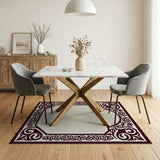 Ornate Red Border Traditional Persian Rug