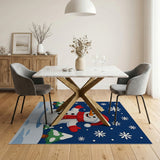 Blue and Teal Festive Cartoon Snowman Area Rug