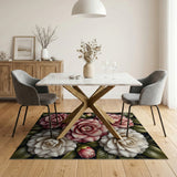 Pink Blush Pink Camellia Floral Area Rug
