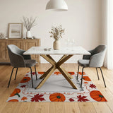 Autumn Greeting Pumpkins Maple Leaves Rug
