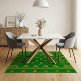Floral Vintage Golden Shamrock Emerald Green Area Rug