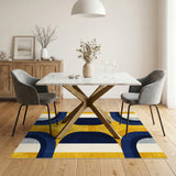 Yellow Navy Geometric Arch Area Rug