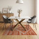 Orange Terracotta Diamond Geometric Southwestern Rug