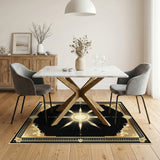 Gold Starburst Black Area Rug