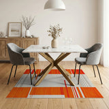 Vibrant Orange Red Geometric Stripe Area Rug