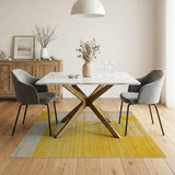 Yellow Yellow Geometric Striped Area Rug