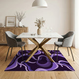 ODIKA Modern Abstract Swirl Purple Washable Area Rug - Low Pile & Non-Slip