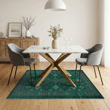 Teal Green Southwestern Geometric Area Rug