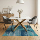 Teal Navy Abstract Brushstroke Area Rug
