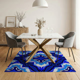 Blue Teal Geometric Modern Geometric Modern Area Rug