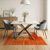 Bold Geometric Orange Teal Area Rug