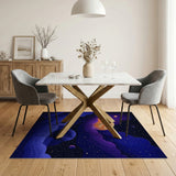 Cosmic Moonlit Swirl Area Rug with Stars Planets
