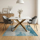 Distressed Teal Cloud Sky Area Rug