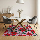 Multi-color and Patterns Vibrant Pink Poinsettia Floral Area Rug