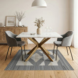 Geometric Tribal Grey Beige Area Rug