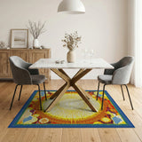 Radiant Sun Mandala Area Rug in Vibrant Yellow