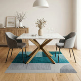 Geometric Modern Teal Grey Abstract Geometric Area Rug