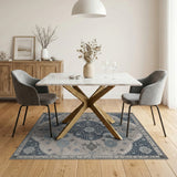 Blue Persian Floral Medallion Area Rug