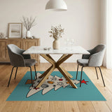 Cartoon Coastal Christmas Tree Area Rug