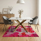 Pink Pixelated Hearts Geometric Area Rug