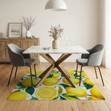 Fresh Vintage Lemon Botanical Washable Area Rug - Low Pile, Non-Slip & Pet Friendly