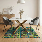 Multi-color and Patterns Vibrant Isometric Cityscape Area Rug
