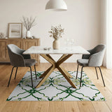Green Trellis Floral Lattice Area Rug