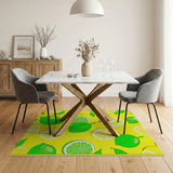 Lemon Lime Fruit Pattern Yellow Area Rug