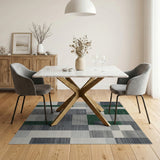 Green Grey Geometric Modern Area Rug