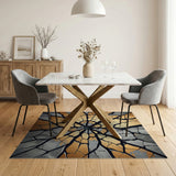 Gold Fracture Cracked Grey Area Rug