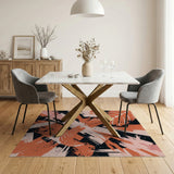 Bold Orange Leaf Splash Abstract Area Rug