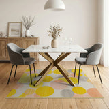 Sunny Yellow Circle Abstract Area Rug