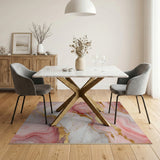 Rose Pink Gold Vein Marble Abstract Area Rug