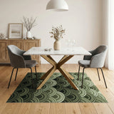 Cascading Green Waves Area Rug