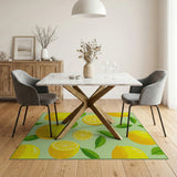 Zesty Lemon Slices and Leaves Area Rug