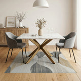 Abstract Wavy Beige Grey Area Rug