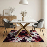 Abstract Red Black Brushstroke Floral Area Rug